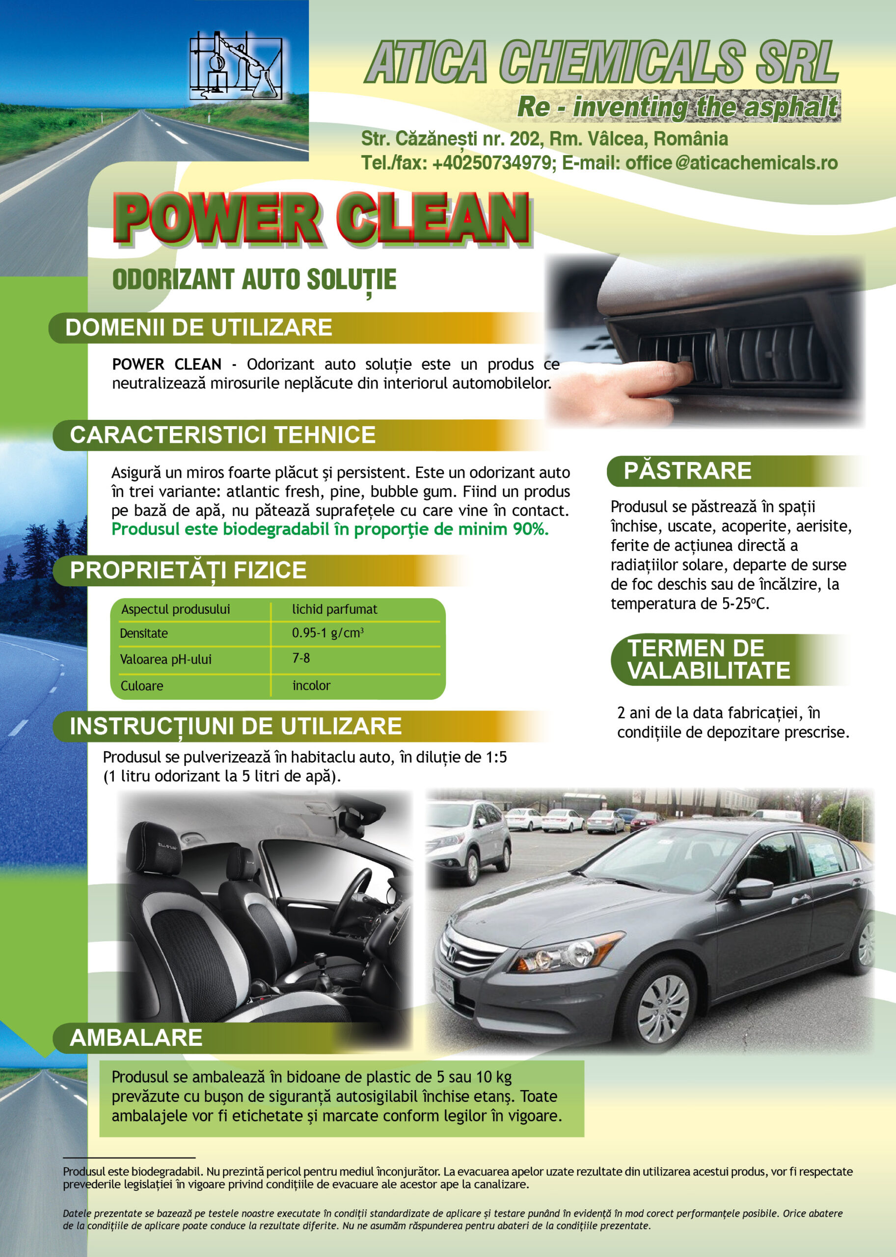 POWER CLEAN - Odorizant auto soluție