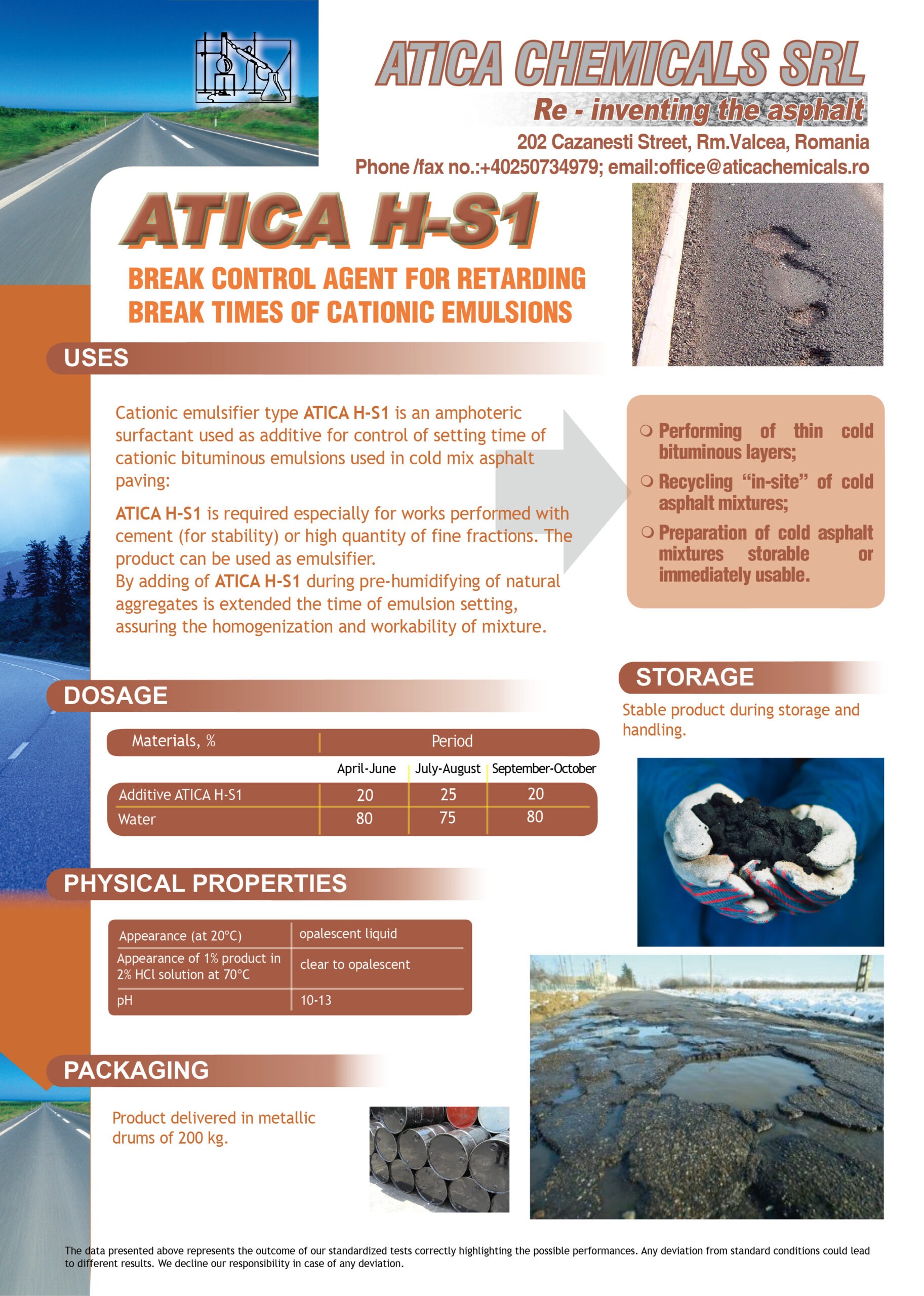 ATICA HS1 | Break control agent for retarding break times of cationic emulsions